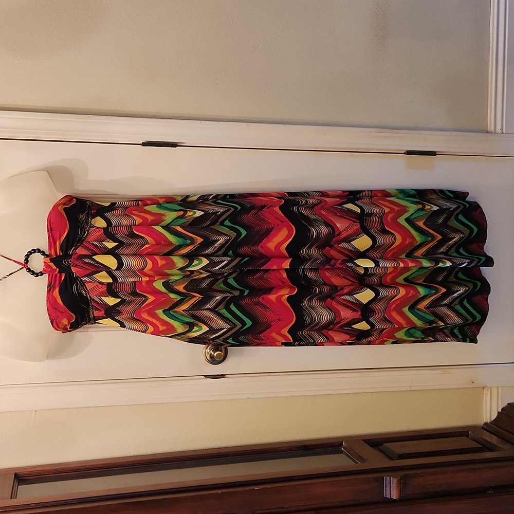 Valerie Bertinelli Multicolor Strapless Dress
